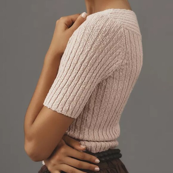 Anthropologie Ribbed Sweater Tee Size L - Picture 2 of 3